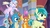 Size: 1920x1080 | Tagged: safe, screencap, gallus, ocellus, sandbar, silverstream, smolder, classical hippogriff, griffon, hippogriff, g4, she's all yak