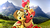 Size: 3840x2160 | Tagged: safe, artist:apexpredator923, apple bloom, applejack, big macintosh, earth pony, pony, g4, 3d, 4k, apple, apple siblings, food, high res, looking at you, mountain, scenery, siblings, source filmmaker