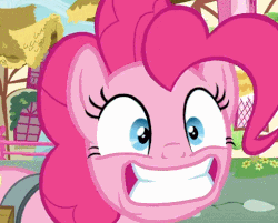 Size: 483x388 | Tagged: safe, edit, screencap, pinkie pie, earth pony, pony, g4, secrets and pies, animated, close-up, crazy face, cropped, faic, female, floppy ears, gif, gritted teeth, mare, solo, underbite