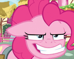 Size: 483x388 | Tagged: safe, edit, screencap, pinkie pie, earth pony, pony, g4, secrets and pies, close-up, crazy face, cropped, faic, female, floppy ears, gif, gritted teeth, mare, non-animated gif, solo, underbite
