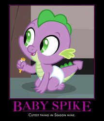 Size: 562x652 | Tagged: safe, spike, dragon, g4, sparkle's seven, baby, baby spike, cute, male, motivational poster, solo, spikabetes