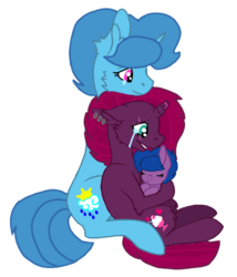 Size: 901x1054 | Tagged: safe, artist:徐詩珮, fizzlepop berrytwist, spring rain, tempest shadow, oc, oc:storm lightning, pony, unicorn, g4, my little pony: the movie, alternate hairstyle, baby, baby pony, base used, broken horn, crying, ear piercing, earring, female, filly, horn, jewelry, lesbian, magical lesbian spawn, mare, mother and daughter, next generation, offspring, parent:spring rain, parent:tempest shadow, parents:springshadow, piercing, ship:springshadow, shipping, simple background, tears of joy, transparent background