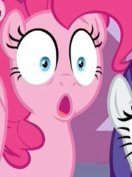 Size: 403x540 | Tagged: safe, screencap, pinkie pie, rarity, pony, she's all yak, :o, cropped, open mouth, ponk, reaction image, solo focus