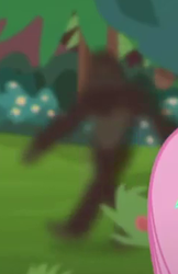 Size: 242x374 | Tagged: safe, screencap, fluttershy, equestria girls, festival filters, g4, my little pony equestria girls: better together, ambiguous gender, bigfoot, blurry, cropped, offscreen character, op i can't see shit, sasquatch