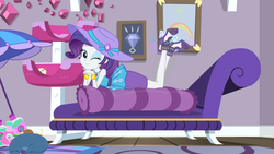 Size: 1920x1080 | Tagged: safe, screencap, rarity, camping must-haves, equestria girls, equestria girls series, g4, spoiler:eqg series (season 2), adorasexy, body pillow, cute, draw me like one of your french girls, rarity peplum dress, rarity's bedroom, sexy