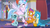 Size: 1366x768 | Tagged: safe, screencap, gallus, ocellus, silverstream, smolder, griffon, g4, she's all yak, card, card game, discovery family logo, eating, plate, playing card, stack