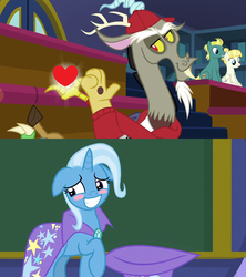 Size: 1280x1440 | Tagged: safe, edit, edited screencap, screencap, discord, trixie, a matter of principals, g4, female, male, shipping, shipping domino, straight, trixcord