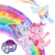 Size: 500x500 | Tagged: safe, pinkie pie, rainbow dash, twilight sparkle, alicorn, earth pony, pegasus, pony, g4, my little pony: friendship is magic, my little pony: rainbow roadtrip, official, female, flying, logo, mare, official artwork, open mouth, open smile, rainbow, sliding, smiling, twilight sparkle (alicorn), typical three