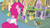 Size: 1280x720 | Tagged: safe, screencap, amethyst star, carrot top, cherry berry, daisy, flower wishes, golden harvest, goldengrape, lemon hearts, lucky clover, peachy pie, pinkie pie, sir colton vines iii, sparkler, sunny daze, twinkleshine, earth pony, pony, unicorn, g4, my little pony: friendship is magic, pinkie pride, season 4, female, male, mare, roof, stallion