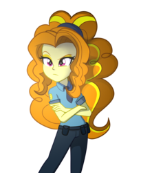 Size: 900x1100 | Tagged: dead source, safe, artist:wubcakeva, adagio dazzle, equestria girls, g4, casual, clothes, crossed arms, female, human adagio, pants, police officer, simple background, solo, transparent background