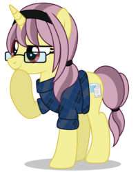 Size: 4000x5000 | Tagged: safe, artist:dragonchaser123, oc, oc only, oc:dossier, pony, unicorn, absurd resolution, base used, clothes, commission, female, glasses, hoof on chin, mare, plaid shirt, simple background, solo, transparent background