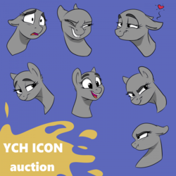 Size: 700x700 | Tagged: safe, artist:rutkotka, pony, angry, auction, commission, expressions, happy, icon, in love, smiling, worried, your character here