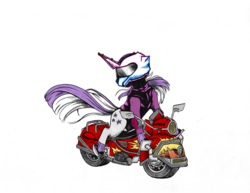 Size: 2629x2034 | Tagged: safe, artist:seriff-pilcrow, artist:tillie-tmb, color edit, edit, twilight velvet, pony, unicorn, fanfic:spectrum of lightning, series:daring did tales of an adventurer's companion, g4, colored, colored sketch, female, helmet, high res, motocross outfit, motorcycle, solo, traditional art