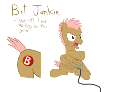 Size: 1600x1200 | Tagged: safe, artist:mightyshockwave, oc, oc:bit junkie, pony, controller, feather fingers, gamer, pointing, video game, wing hands, wings