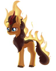 Size: 1608x2052 | Tagged: safe, artist:dusthiel, pumpkin smoke, kirin, g4, sounds of silence, background kirin, cloven hooves, fire, lidded eyes, male, simple background, solo, transparent background, unamused