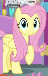 Size: 425x665 | Tagged: safe, screencap, fluttershy, pegasus, pony, g4, season 9, she's all yak, animated, cropped, cute, dancing, female, gif, mare, party soft, shyabetes, smiling, solo