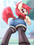 Size: 1152x1500 | Tagged: safe, artist:an-m, oc, oc only, oc:mayni, earth pony, pony, amputee, butt, clothes, dock, female, jeans, looking back, mare, open mouth, pants, plot, prosthetic limb, prosthetics, raised hoof, shirt, short jeans, socks, solo, tail, tail hole, thigh highs, underhoof, zoom layer