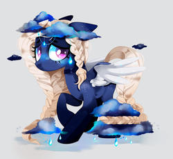 Size: 1280x1170 | Tagged: safe, artist:sorasku, oc, oc only, oc:gloomy drops, pegasus, pony, cloud, female, mare, solo