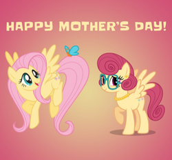 Size: 543x504 | Tagged: safe, fluttershy, posey shy, butterfly, pony, g4, official, facebook, female, fluttershy month, flying, like mother like daughter, like parent like child, mother and daughter, mother's day