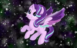 Size: 1600x1000 | Tagged: safe, artist:n0kkun, starlight glimmer, alicorn, pony, g4, rainbow roadtrip, alicornified, colored wings, female, mare, multicolored wings, race swap, rainbow wings, solo, spread wings, starlicorn, vector, wing bling, wings
