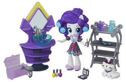 Size: 620x404 | Tagged: safe, opalescence, rarity, cat, equestria girls, g4, doll, equestria girls minis, mirror, nails, style, switch, toy, water