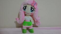 Size: 570x321 | Tagged: safe, fluttershy, equestria girls, g4, doll, female, irl, photo, plushie, solo, toy