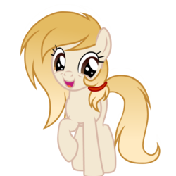 Size: 4000x4000 | Tagged: safe, artist:applerougi, oc, oc only, oc:cremita, earth pony, pony, absurd resolution, female, happy, mare, open mouth, raised hoof, simple background, solo, transparent background