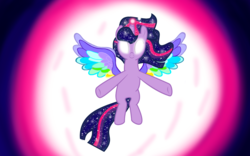 Size: 1600x1000 | Tagged: safe, artist:php185, artist:shootingstarsentry, twilight sparkle, alicorn, pony, g4, rainbow roadtrip, colored wings, female, mare, multicolored wings, rainbow wings, spread wings, twilight sparkle (alicorn), vector, wing bling, wings