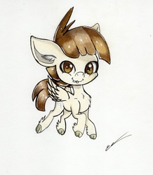 Size: 1985x2273 | Tagged: safe, artist:luxiwind, featherweight, pony, g4, cloven hooves, colored hooves, colored pencil drawing, male, simple background, solo, traditional art, unshorn fetlocks, white background