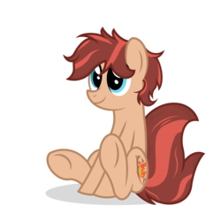 Size: 2500x2500 | Tagged: safe, artist:pizzamovies, oc, oc only, oc:cottonwood kindle, pony, high res, male, simple background, sitting, smiling, solo, transparent background