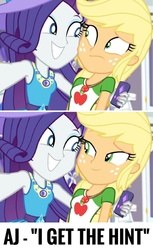 Size: 996x1627 | Tagged: safe, edit, edited screencap, screencap, applejack, rarity, camping must-haves, equestria girls, g4, my little pony equestria girls: better together, caption, cellphone, cute, female, freckles, geode of shielding, geode of super strength, implied lesbian, implied rarijack, implied shipping, jackabetes, lesbian, lidded eyes, magical geodes, out of context, phone, raribetes, rarity's bedroom, ship:rarijack, shipping