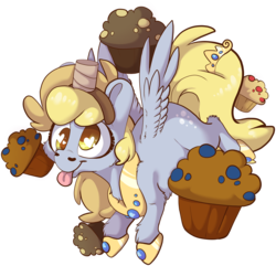 Size: 4332x4180 | Tagged: safe, artist:cutepencilcase, derpy hooves, pegasus, pony, g4, absurd resolution, colored pupils, crown, fake horn, female, food, heart eyes, jewelry, muffin, princess derpy, regalia, simple background, smiling, solo, toilet paper roll, toilet paper roll horn, tongue out, transparent background, wingding eyes