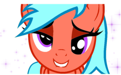 Size: 680x425 | Tagged: safe, edit, editor:undeadponysoldier, oc, oc only, oc:echristian, pegasus, pony, bedroom eyes, derp, eyelashes, female, lip bite, looking at you, mare, recolor, simple background, solo, sparkles, white background