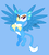 Size: 1731x1905 | Tagged: safe, artist:angexci, oc, oc only, oc:anger parrot, griffon, parrot griffon, blue background, crossed arms, female, griffon oc, simple background, solo, spread wings, wings