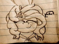Size: 2560x1920 | Tagged: safe, artist:thebadbadger, oc, oc only, oc:golden lily, pegasus, pony, lined paper, solo, traditional art