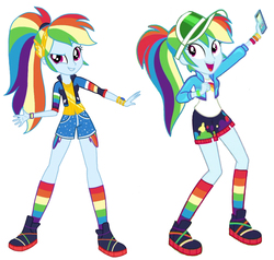 Size: 2891x2751 | Tagged: safe, artist:ilaria122, edit, rainbow dash, equestria girls, equestria girls series, festival filters, g4, spoiler:eqg series (season 2), clothes, comparison, cute, dashabetes, high res, iphone, rainbow socks, shoes, simple background, sneakers, socks, striped socks, white background