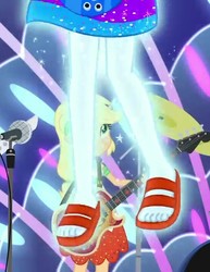Size: 555x719 | Tagged: safe, screencap, applejack, rainbow dash, equestria girls, equestria girls series, g4, spring breakdown, spoiler:eqg series (season 2), all good (song), ankles, cropped, cruise concert outfit, feet, legs, microphone, pictures of legs, sandals, toes