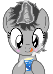 Size: 765x1071 | Tagged: safe, artist:darkstorm619, oc, oc only, oc:dossier, pony, unicorn, fanfic:shadow of equestria, blushing, condensed milk, cyrillic, female, food, holding, levitation, magic, russian, simple background, solo, spoon, telekinesis, transparent background