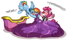 Size: 1920x1080 | Tagged: safe, artist:lupiarts, pinkie pie, rainbow dash, earth pony, pegasus, pony, g4, basket, blowing, blowing up balloons, blowing whistle, blushing, female, flying, frog (hoof), hot air balloon, inflating, mare, out of breath, puffy cheeks, rainblow dash, rainbow dashs coaching whistle, red face, referee shirt, twinkling balloon, underhoof, whistle, whistle necklace
