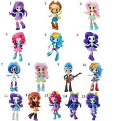 Size: 300x298 | Tagged: safe, applejack, dj pon-3, flash sentry, fluttershy, pinkie pie, rainbow dash, rarity, sci-twi, sunset shimmer, twilight sparkle, vinyl scratch, equestria girls, g4, doll, equestria girls minis, guitar, humane five, humane seven, humane six, minis, musical instrument, my little pony, number, toy