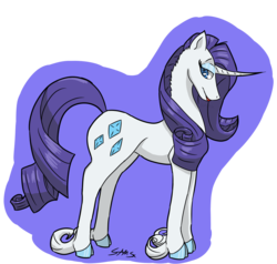 Size: 1000x950 | Tagged: safe, artist:samsx22, rarity, pony, unicorn, g4, cloven hooves, colored hooves, curved horn, female, horn, lidded eyes, lipstick, looking at you, mare, profile, simple background, solo, transparent background, unshorn fetlocks