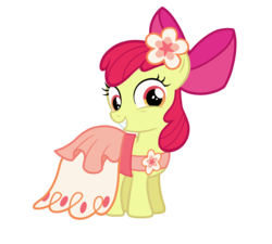 Size: 1600x1440 | Tagged: safe, artist:melodymute, apple bloom, earth pony, pony, g4, clothes, dress, female, filly, simple background, smiling, solo, transparent background