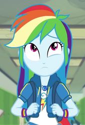 Size: 707x1039 | Tagged: safe, screencap, rainbow dash, equestria girls, g4, my little pony equestria girls: better together, run to break free, beautiful, cropped, cute, dashabetes, female, geode of super speed, magical geodes, sad, sadorable, solo