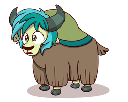 Size: 2560x2048 | Tagged: safe, artist:sugar morning, sandbar, yak, g4, she's all yak, cloven hooves, high res, male, quadrupedal, simple background, solo, species swap, white background, yak sandbar, yakified