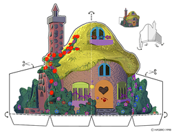 Size: 792x612 | Tagged: safe, pony, g2, my little pony: friendship gardens, official, building, bush, chimney, cottage, craft, flower, instructions, papercraft, thatched roof cottages