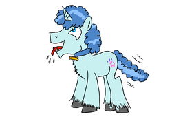 Size: 1300x900 | Tagged: safe, artist:horsesplease, party favor, pony, g4, behaving like a dog, collar, doggie favor, happy, male, paint tool sai, panting, solo, tail wag, tongue out