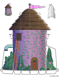Size: 612x792 | Tagged: safe, pony, g2, my little pony: friendship gardens, official, building, bush, craft, door, flower, instructions, ladder, papercraft, silo