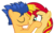 Size: 973x602 | Tagged: safe, artist:3d4d, flash sentry, sunset shimmer, pegasus, pony, unicorn, g4, base used, duo, eyes closed, female, kissing, male, mare, ship:flashimmer, shipping, simple background, stallion, straight, transparent background