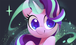 Size: 900x541 | Tagged: safe, artist:dawnfire, starlight glimmer, pony, unicorn, g4, bust, colored pupils, cute, female, glimmerbetes, glowing horn, horn, looking at you, magic, mare, patreon, patreon preview, portrait, solo