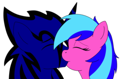 Size: 1260x820 | Tagged: safe, artist:linedraweer, oc, oc only, oc:eclipse, oc:lovebug, anthro, anthro oc, female, kissing, male, oc x oc, shipping, simple background, straight, transparent background